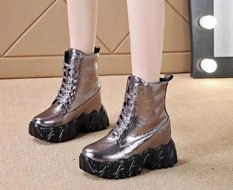 NEW Brand Woman Martin Boots Heel Shoes Women Sneakers Lace Up Winter Autumn Hidden Heels Shoes Daily Short Boots Woman Trainers