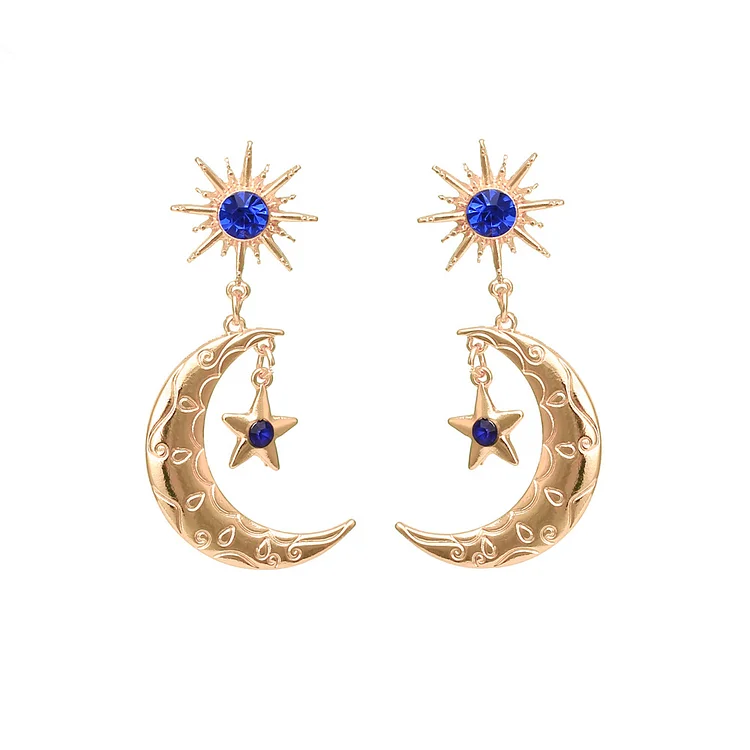 Gold Moon Star Earrings