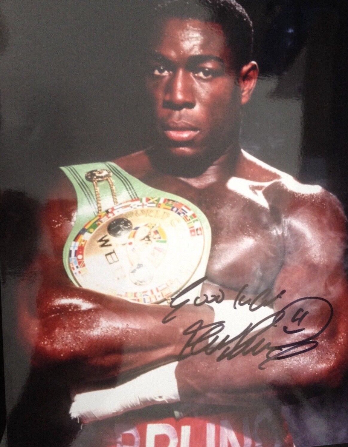 FRANK BRUNO - FORMER WORLD CHAMPION BOXER - EXCELLENT SIGNED COLOUR Photo Poster paintingGRAPH