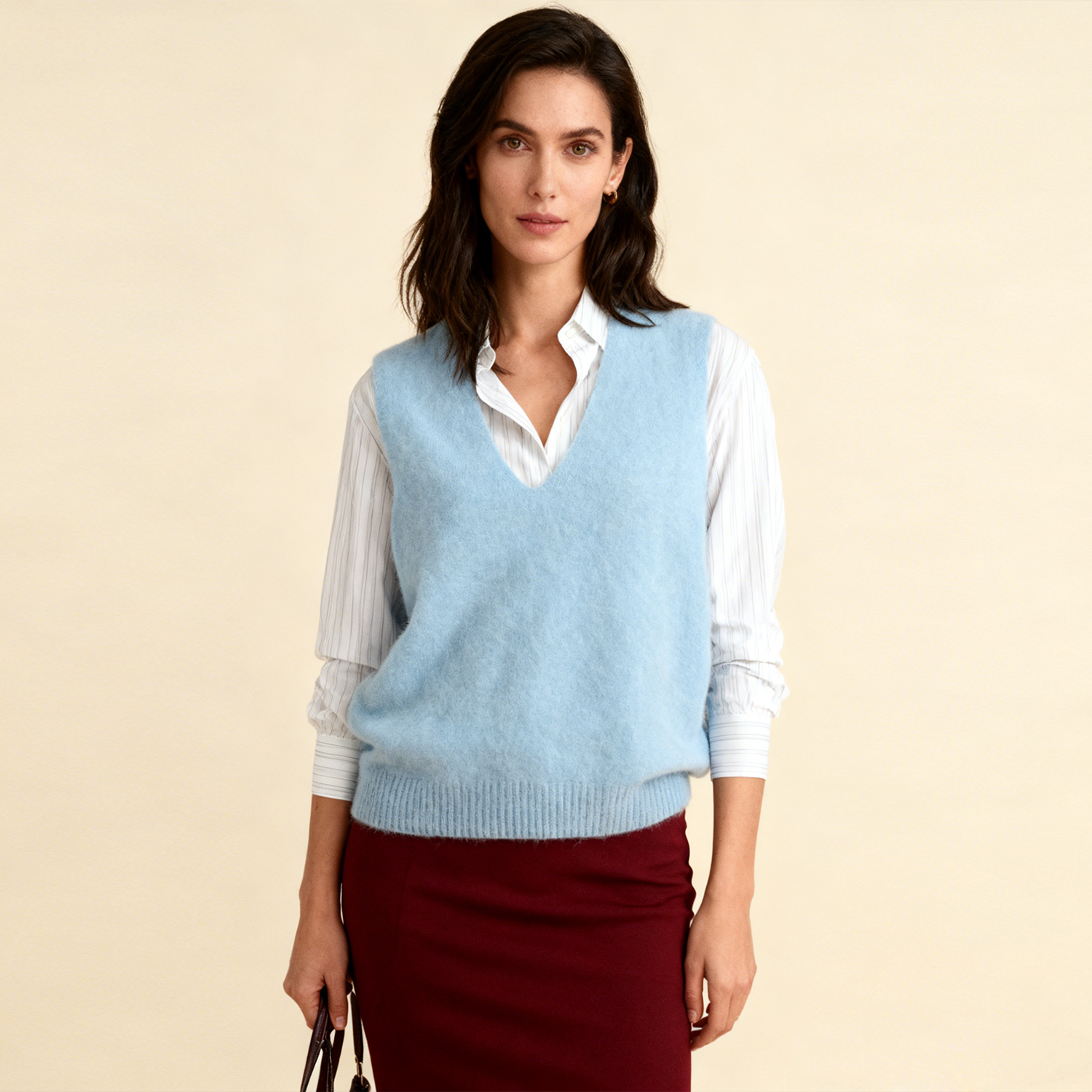 Women's Brushed Wool Sweater Vest REAL SILK LIFE