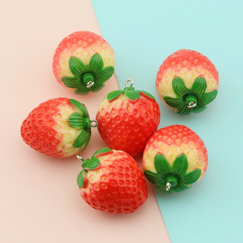 Resin Simulation Fruit Three-dimensional Mini Strawberry Earrings Bag Key Chain Pendant DIY Jewelry Accessories