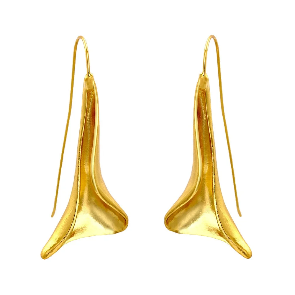 Dvacaman Golden Leaf Flower Earrings For Women Vintage Irregular Geometric Metal Long Drop Dangle Beetle Earrings Trendy Jewelry