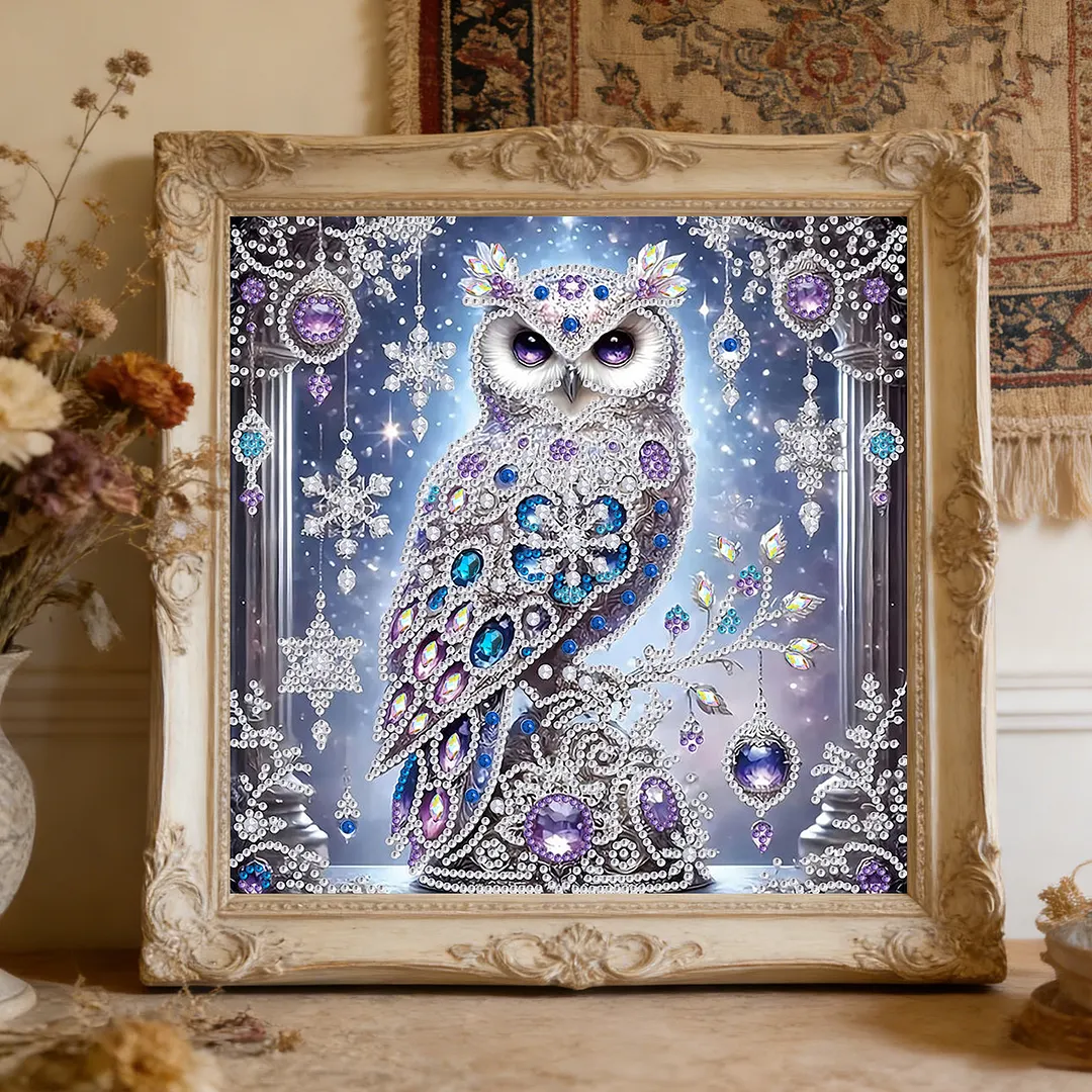 Diamond Painting - Partial Special Shaped Drill - Crystal Snow Owl(Canvas|30x30cm)
