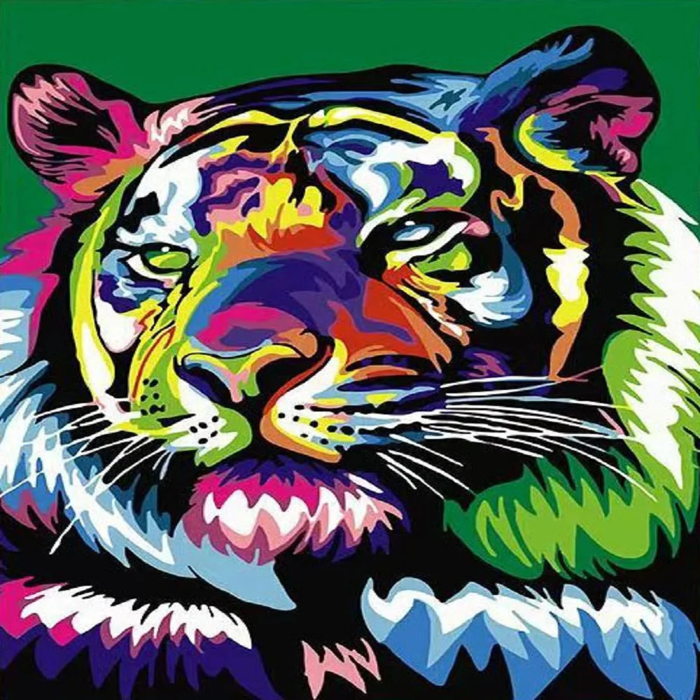 9CT Full Stamped Cross Stitch Bead Embroidery- Tiger(Canvas|39*54CM)