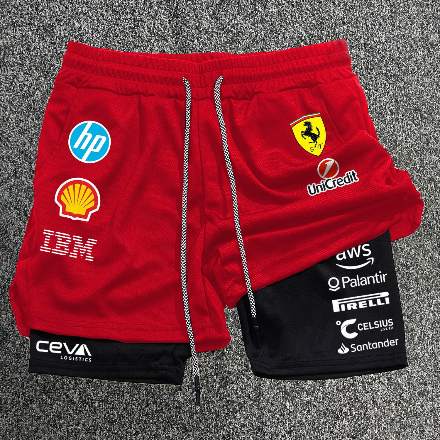 Comfortable Fitness Racing Print Shorts / TECHWEAR CLUB / Techwear