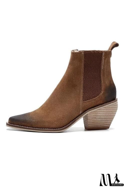 MidiSono - Low Chunky Heel Ankle Booties
