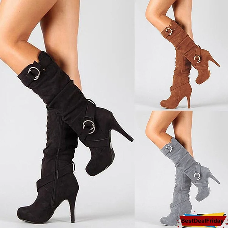 Winter Women Fashion Over The Knee High Heels Boots Stretch Slim High Boots Shoes Size 34-43