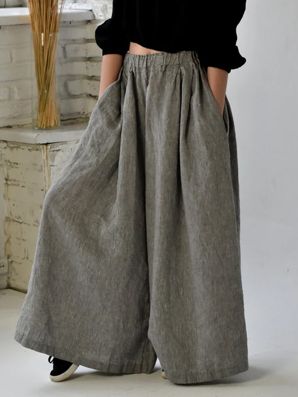 Solid Color Wide-leg Culottes hjn Shicloths