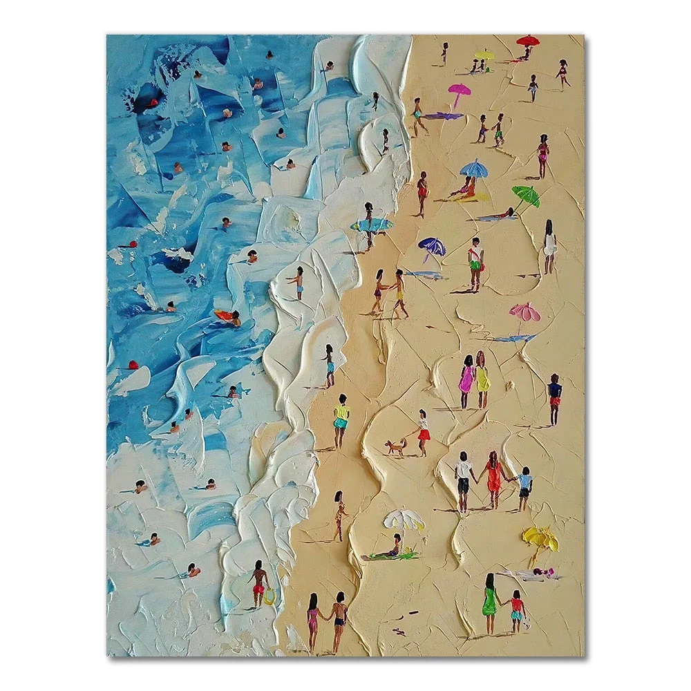 Canvas Painting Summer Beach Seascape Knife Painting Oil Painting Poster The Picture On the Wall Pictures For Living Room