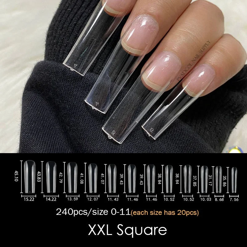 Gel Nails Extension System Full Cover Sculpted Clear Stiletto Coffin False Nail Tips 240pcs/bag-Nail Inspo