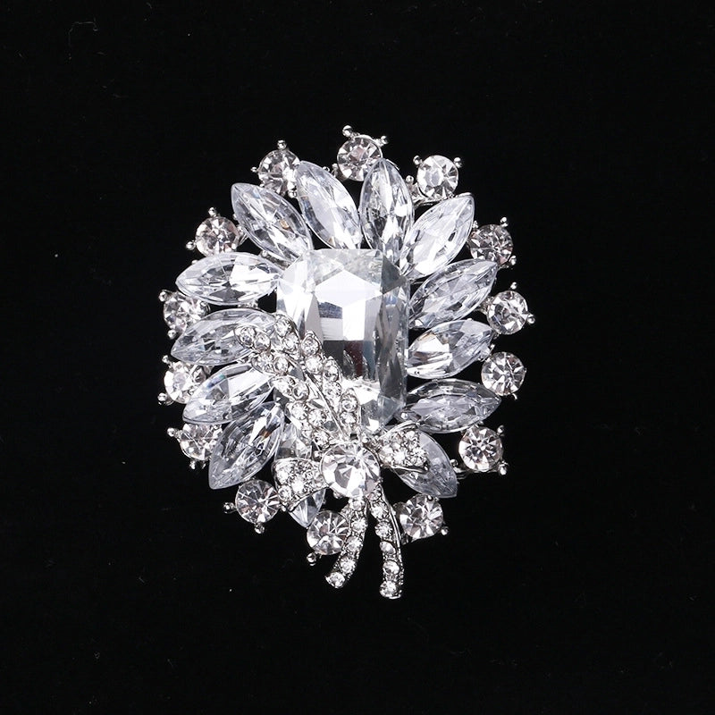 Pin Flower Alloy Inlay Glass Women’s Brooches