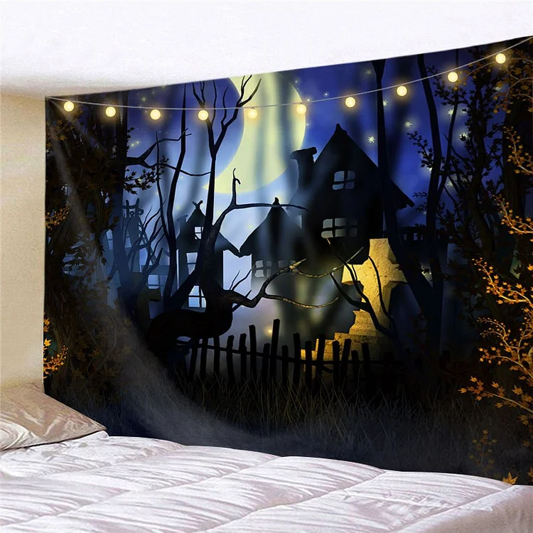 Halloween Decorations Pumpkin Castle Tapestry Wall Hanging Home Decor Trippy Tapestry Living Room Bedroom Decor Backdrop Cloth