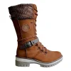 Women's Outdoor Casual Color Block Snow Boots Mid-calf Thick Heel Boots by Inlyline