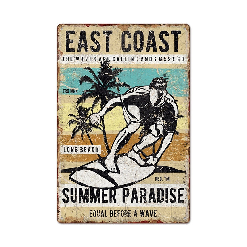 Beach Artistic Letter Landscape Iron Mural Wall Art