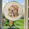 2D DIY Acrylic Iron Bucket Diamond Painting Wall Clock Pendant w/ Clock Function