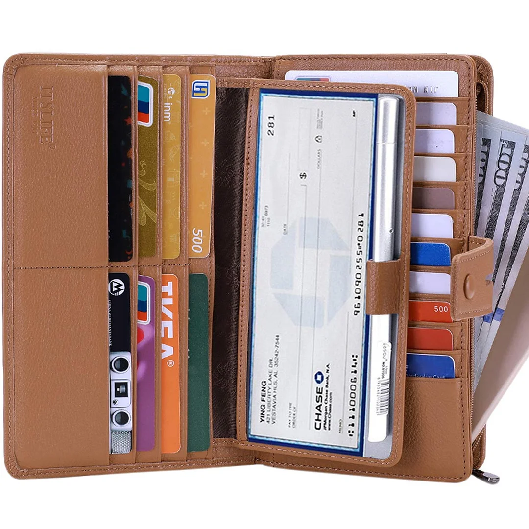 Women's Big Fat Rfid Leather wallet clutch organizer checkbook holder