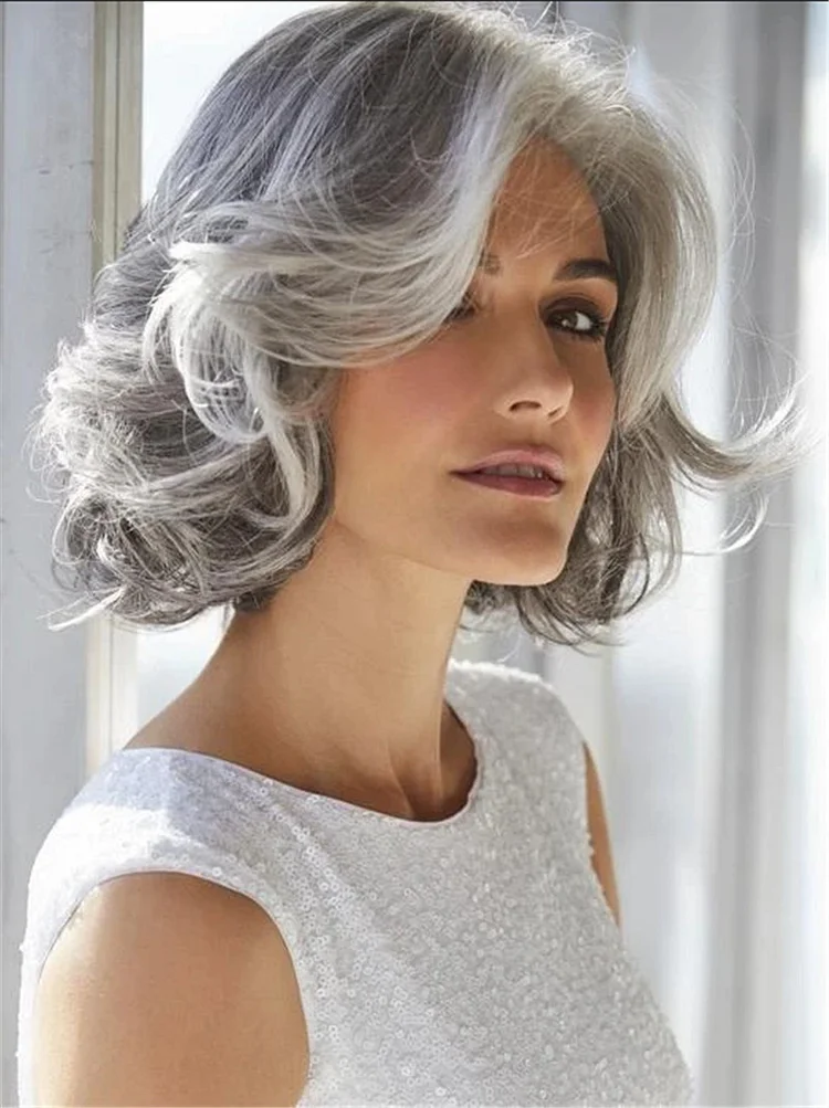 Silver Gray Micro-Curly Wig Head Cover VangoghDress