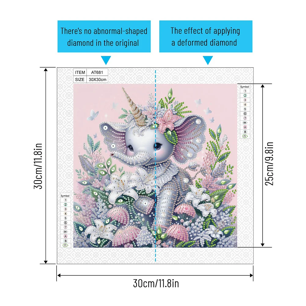 Diamond Painting - Partial Special Shaped Drill - Flower Cute Elephant(Canvas|30*30cm)