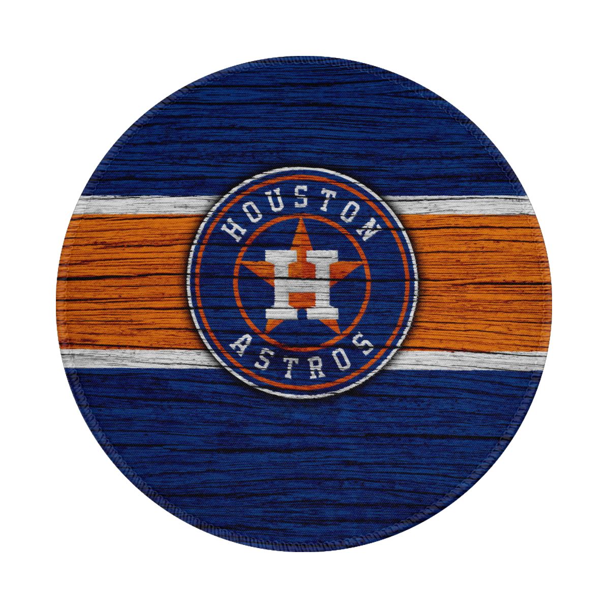 MLB Houston Astros Wooden Texture Non-Slip Rubber Round Mouse Pad