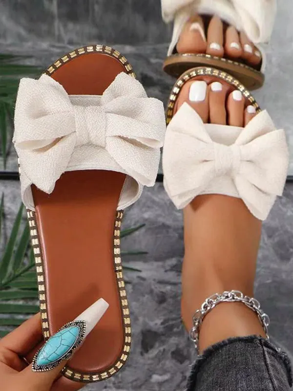 Bowknot Open Toe Split-Joint Slippers