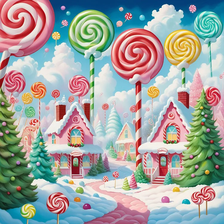 Candy House 30*30CM (Canvas) Full Round Drill Diamond Painting gbfke