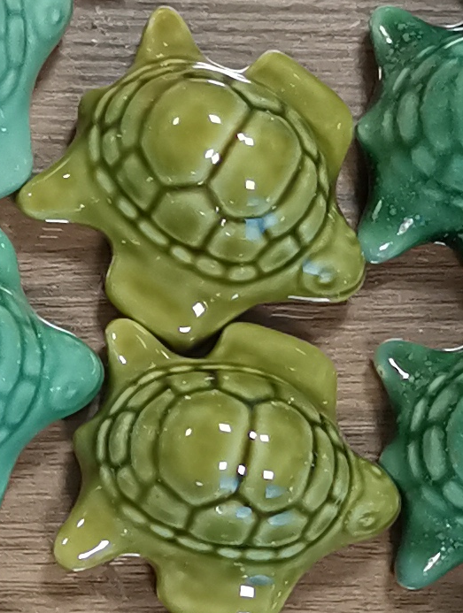 2 Cartoon Sea Turtle Porcelain Toilet Bolt Covers