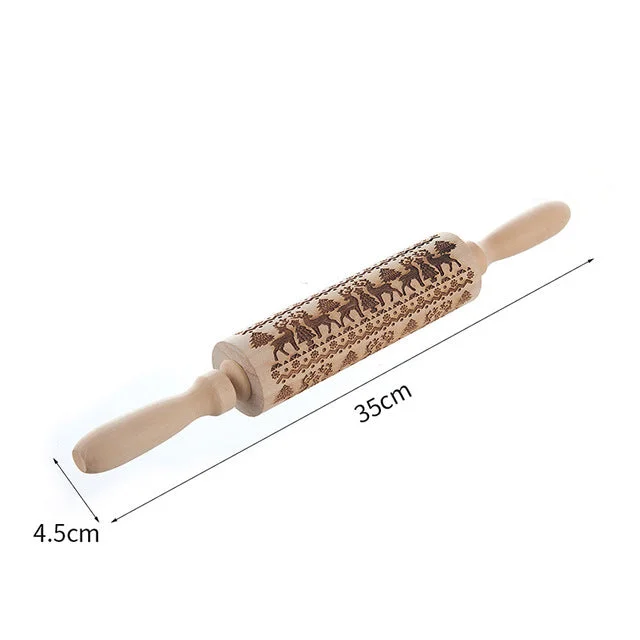 Christmas print wooden rolling pin