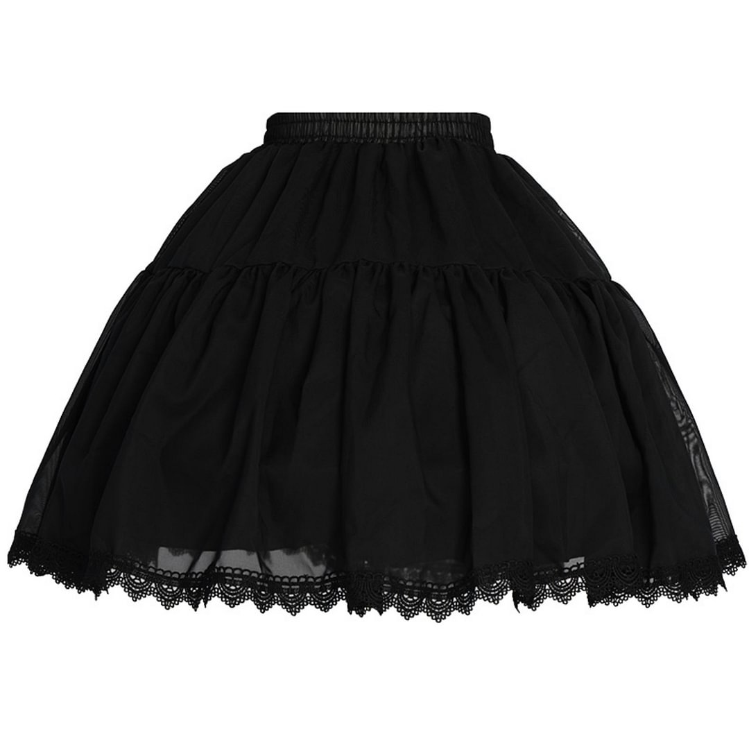Black Mini Skirt Gothic Lace Petticoat Novameme