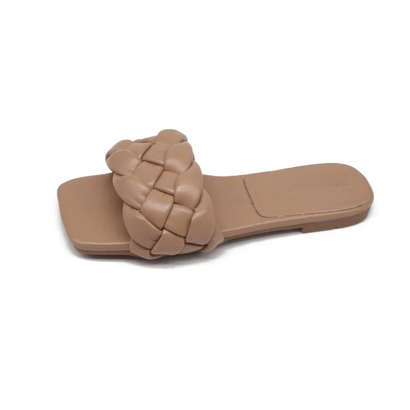 Chic Women Slippers 2021 Hot Women Weave Slippers Flat Shoes Fashion Leisure Shoes Blue Beach Shoe Charm Office Women Slippers