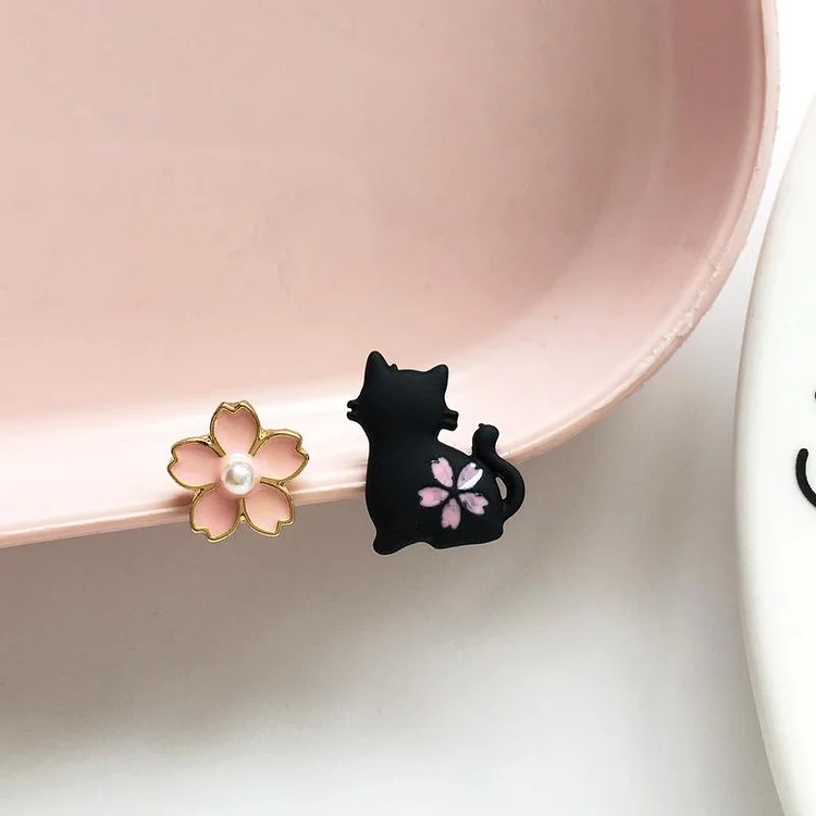Cute Cat Flower Earrings