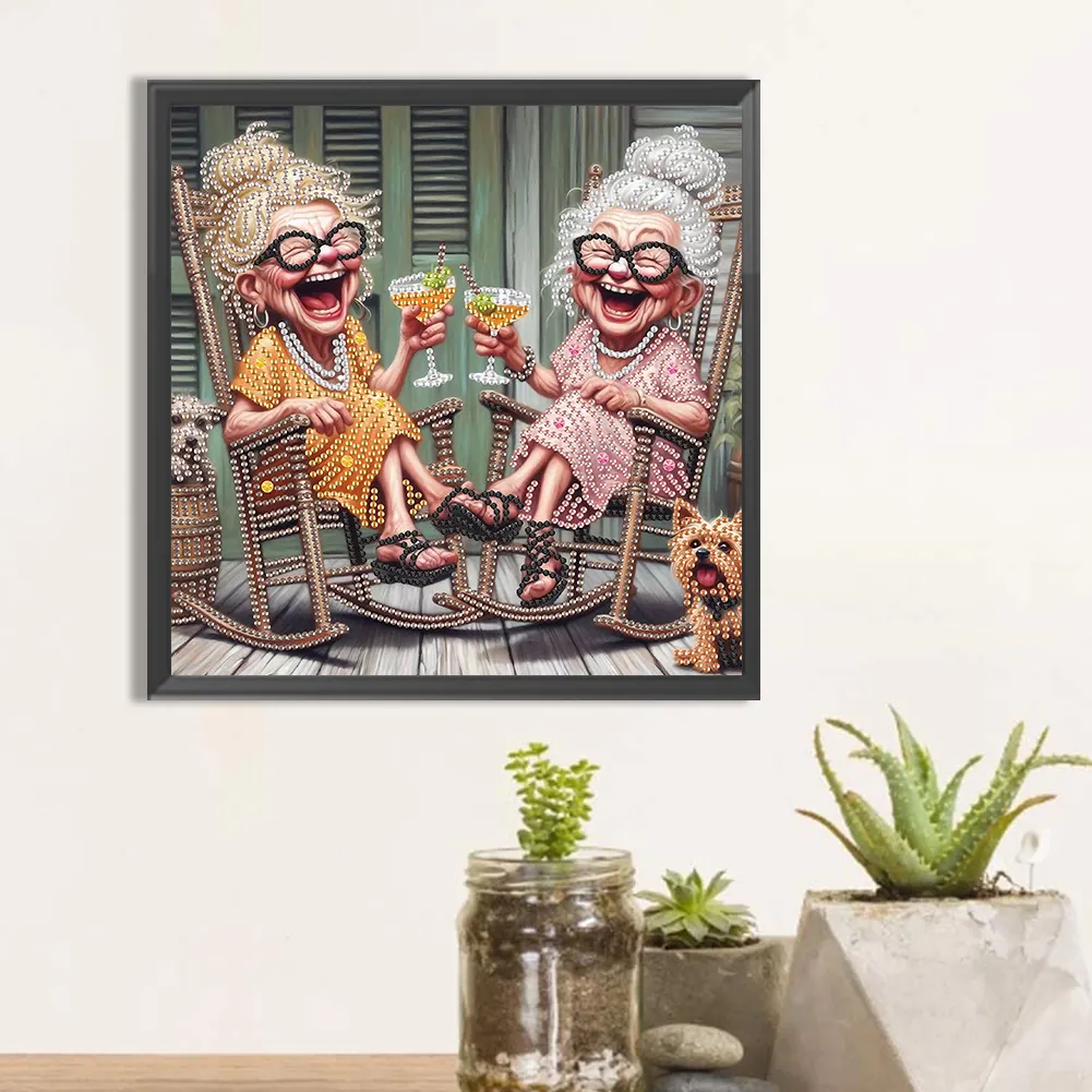 Diamond Painting - Partial Special Shaped Drill - Funny Granny(Canvas|30*30cm)
