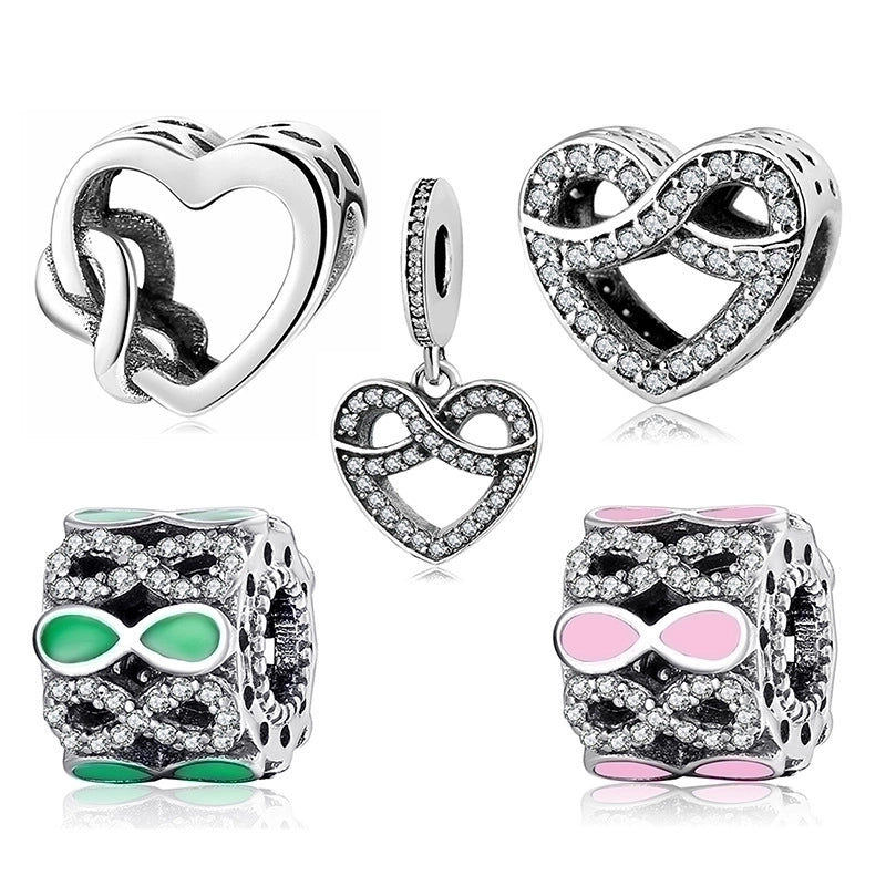 1 Piece 925 Sterling Silver Zircon Infinity Heart Shape Jewelry Accessories