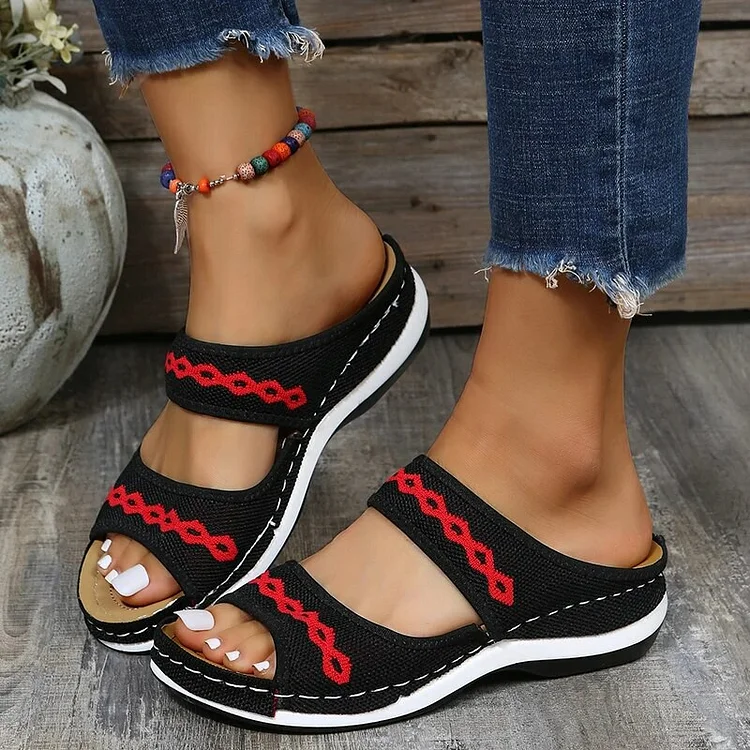 sale\Black	UK7/41\Leather Orthopedic Arch Support Sandals Diabetic Walking Cross Sandals  Stunahome.com