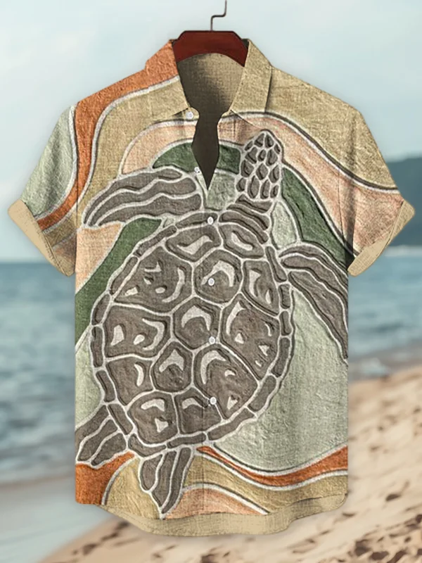 Men's Sea Turtles Holiday Art Print Casual Shirt