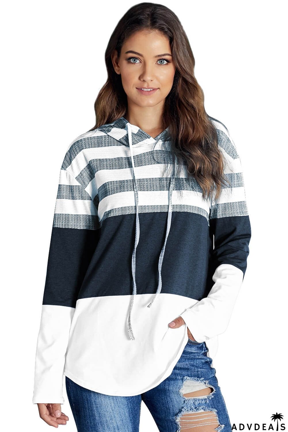 Color Block Drawstring Hoodie