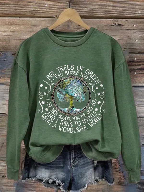 Hippie What A Wonderful World Print Sweatshirt.