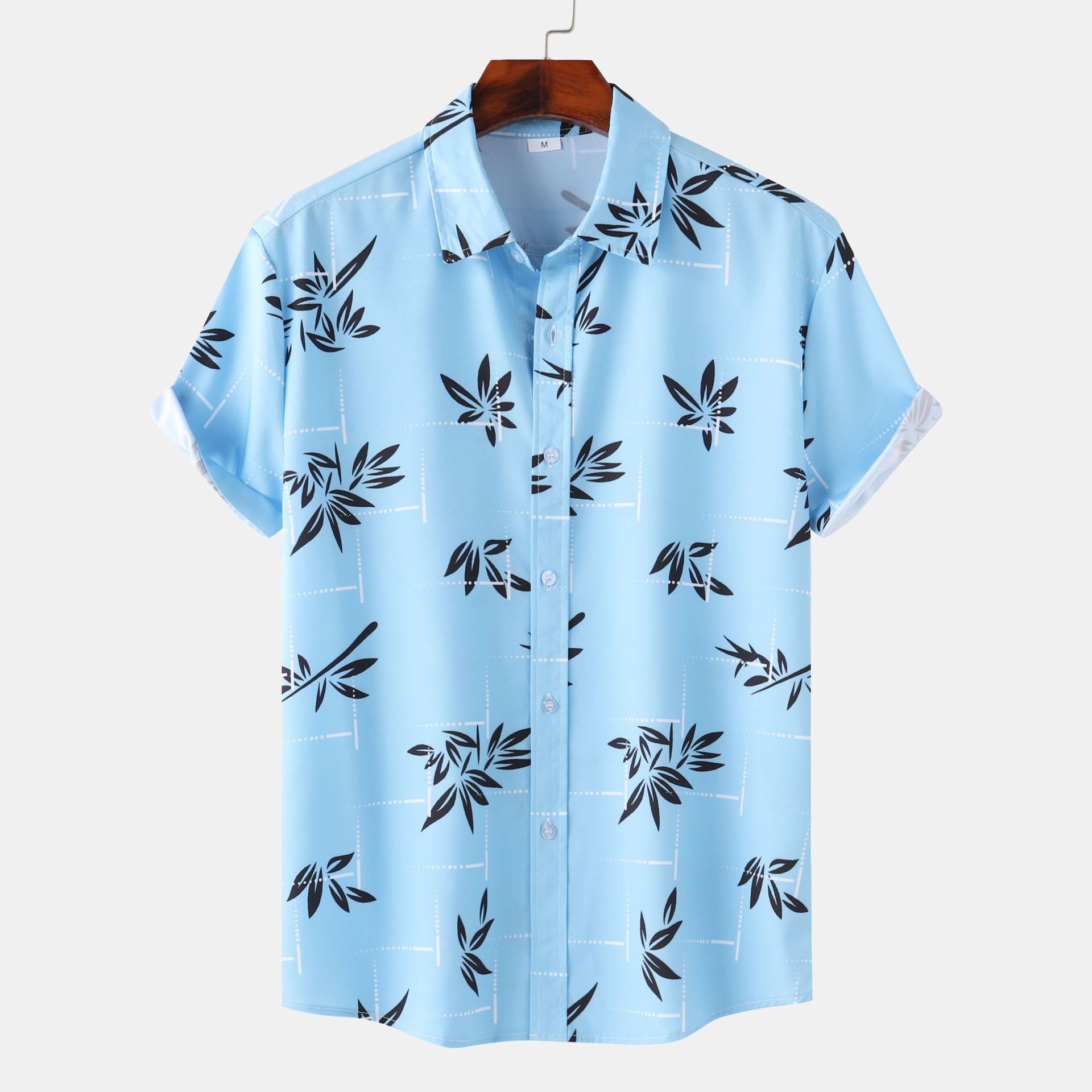 Men's casual and fashionable Hawaiian beach vacation printed short sleeved shirt PLUSCLOTHESMAN