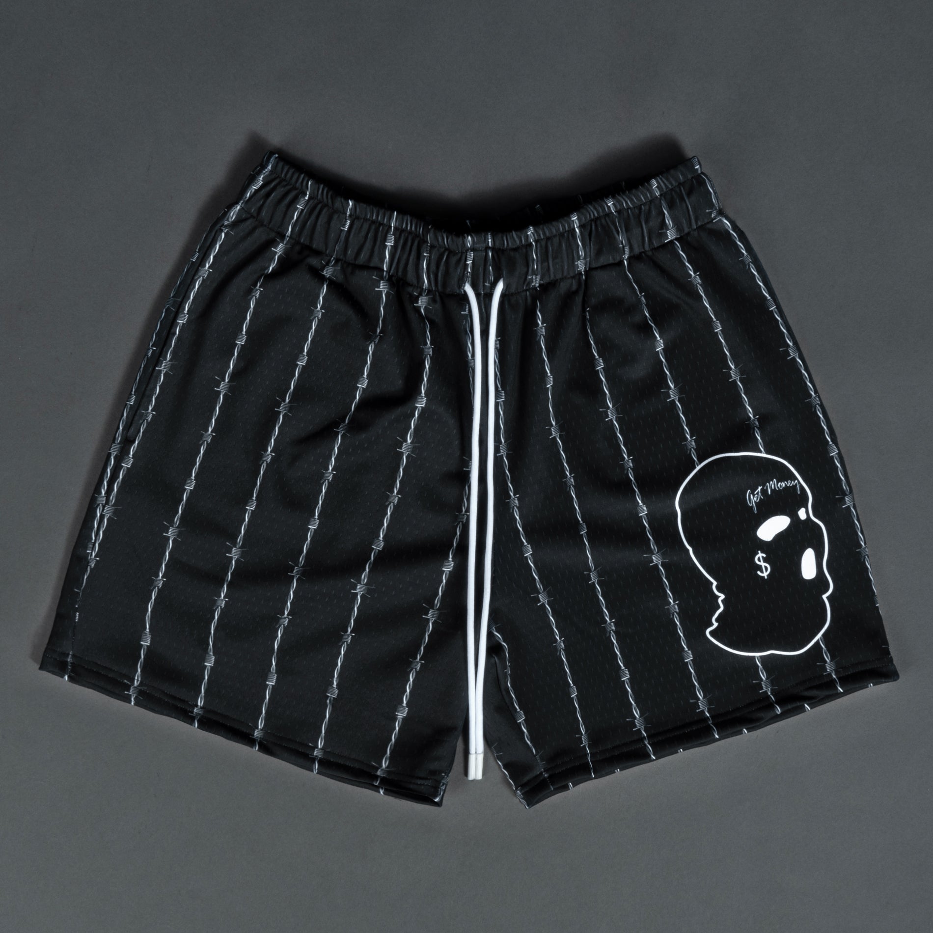 Sopula Get Money Ski Mask Barbed Wire Pattern Mesh Shorts - Sopula｜Premium Graphic Tees & Graphic Clothing