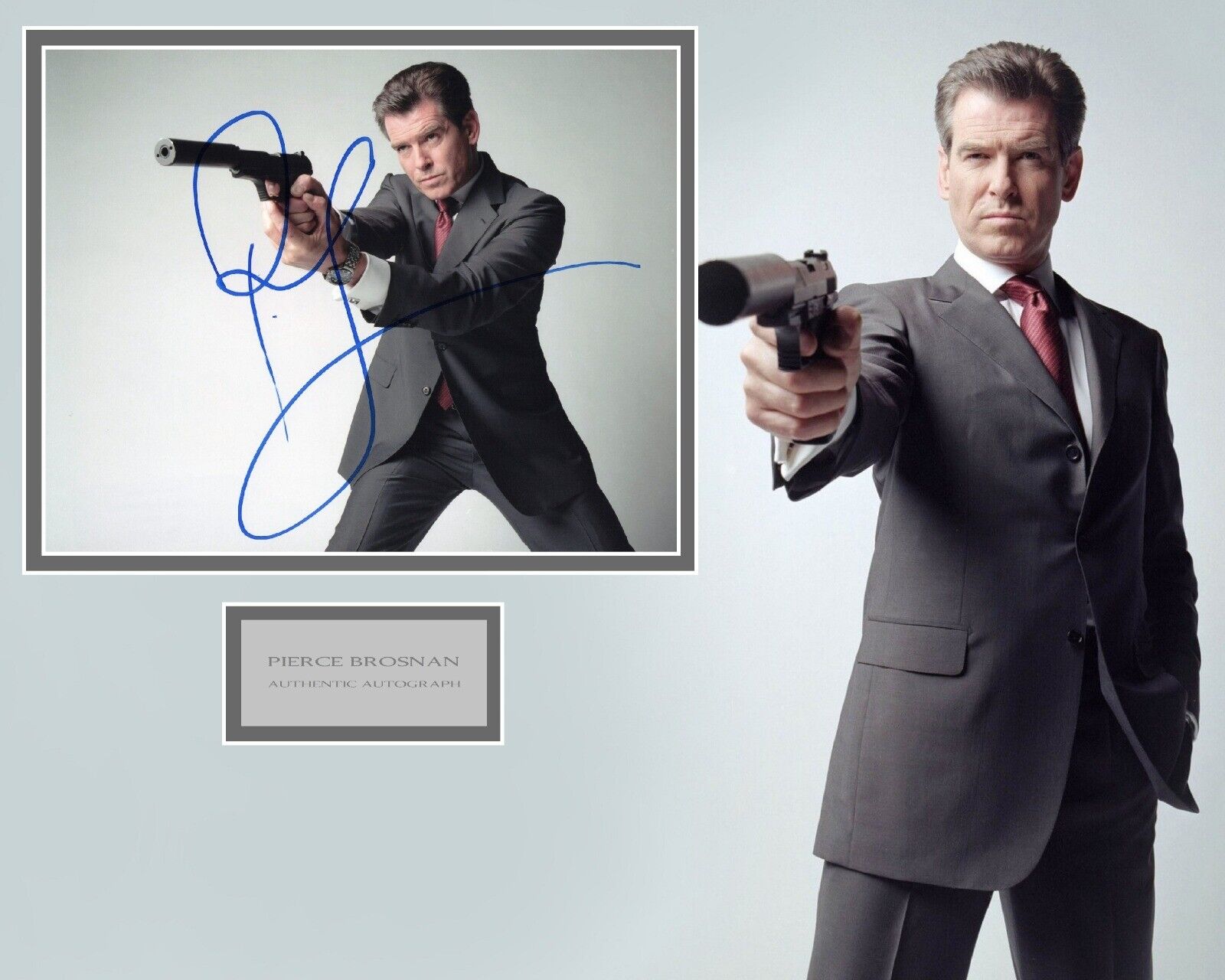 PIERCE BROSNAN SIGNED JAMES BOND Photo Poster painting MOUNT UACC REG 242