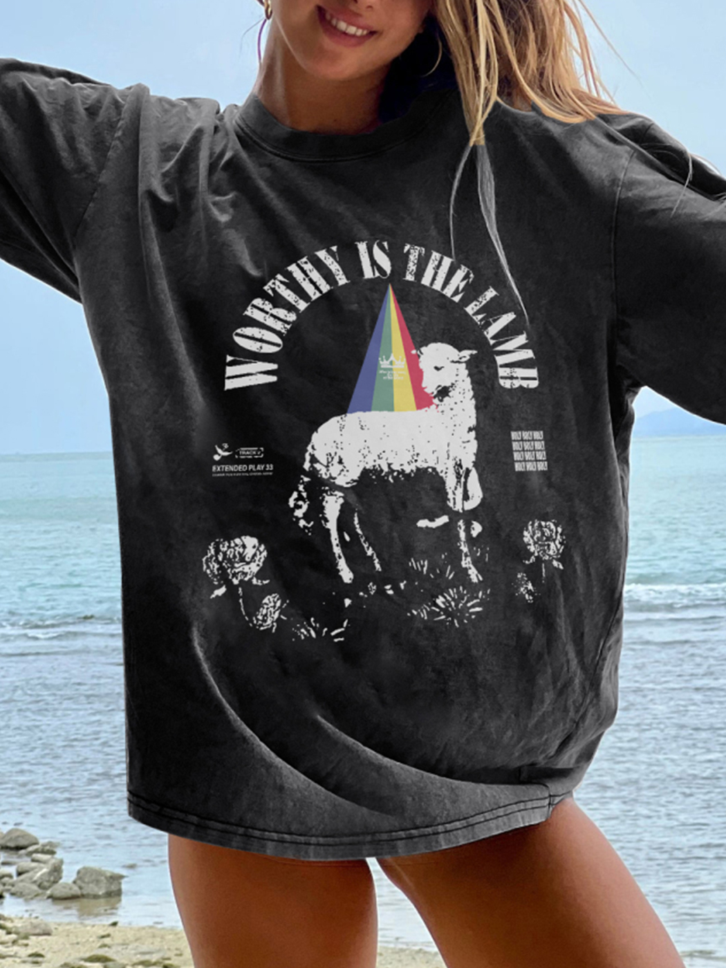 WORTHY IS THE LAMB UNISEX WASHED T-SHIRT