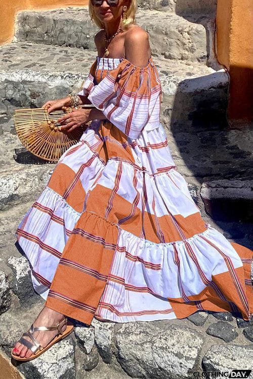 Fashion Off-Sleeve Short Sleeve Resort Dress