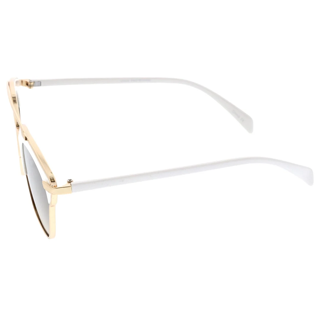 High Fashion Two-Toned Pantos Crossbar Neutral-Colored Lens Aviator glasses 52mm