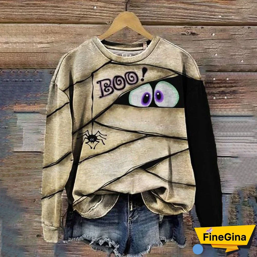 Stylish Long Sleeve Print Top