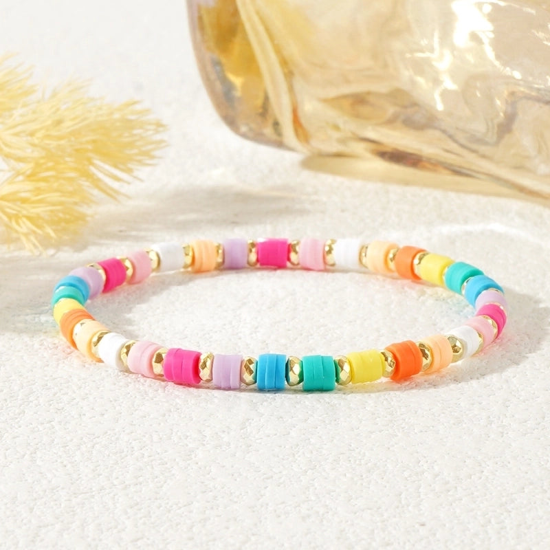 Bohemian Geometric Natural Stone Soft Clay Bracelets In Bulk