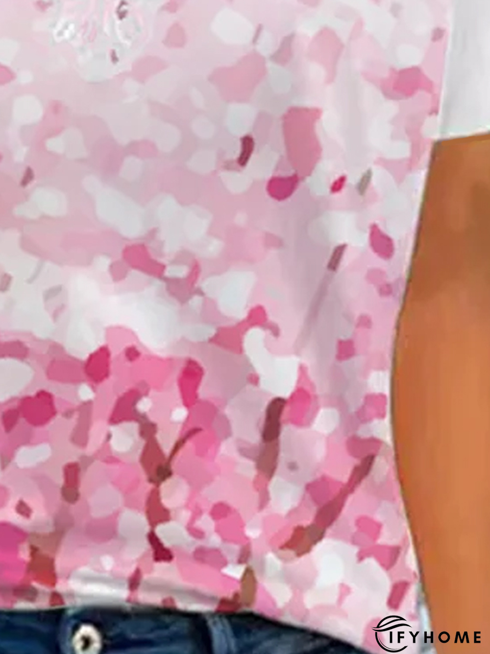 Cherry blossoms Loosen Casual V Neck Short Sleeve T-Shirt | IFYHOME