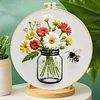 Glass Bottle Flowers-DIY Embroidery Kit with Pattern Cotton Threads Needles Hoop 28x28cm tapestrymarket