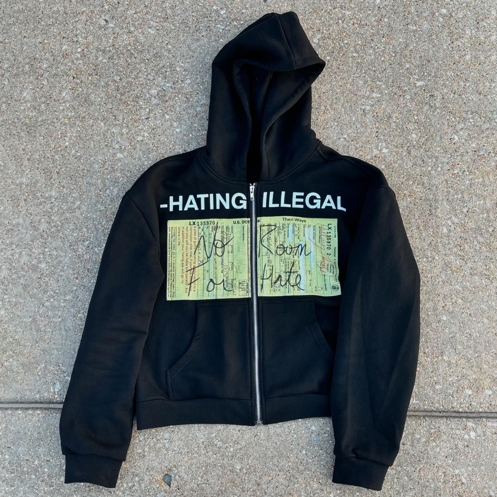 Hating Illegal Print Long Sleeve Zipper Hoodies