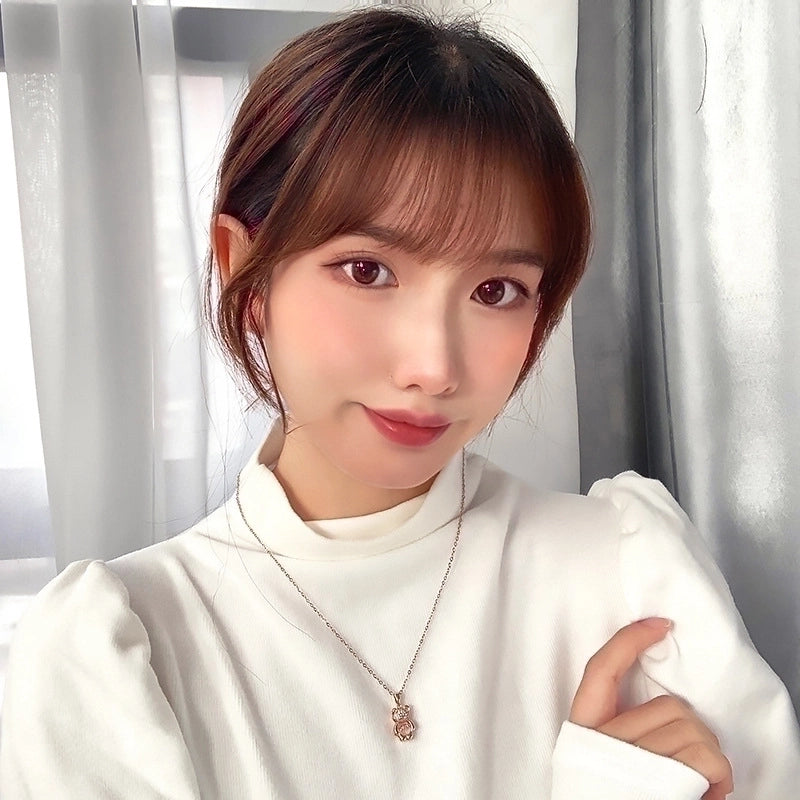 Cute Sweet Little Bear Titanium Steel Plating Inlay 18K Gold Plated Zircon Pendant Necklace