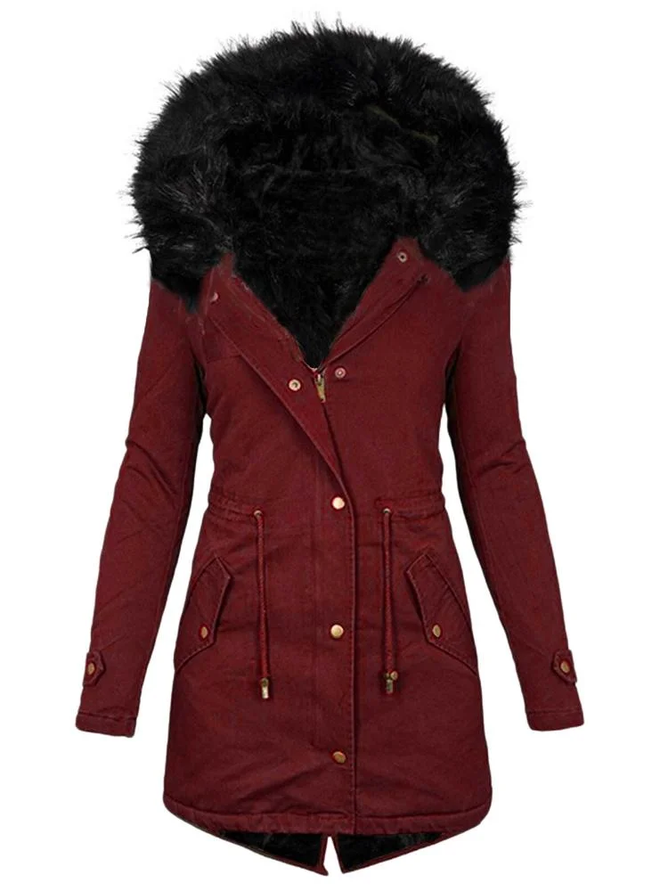 Pocket design elegant women's thicken coat