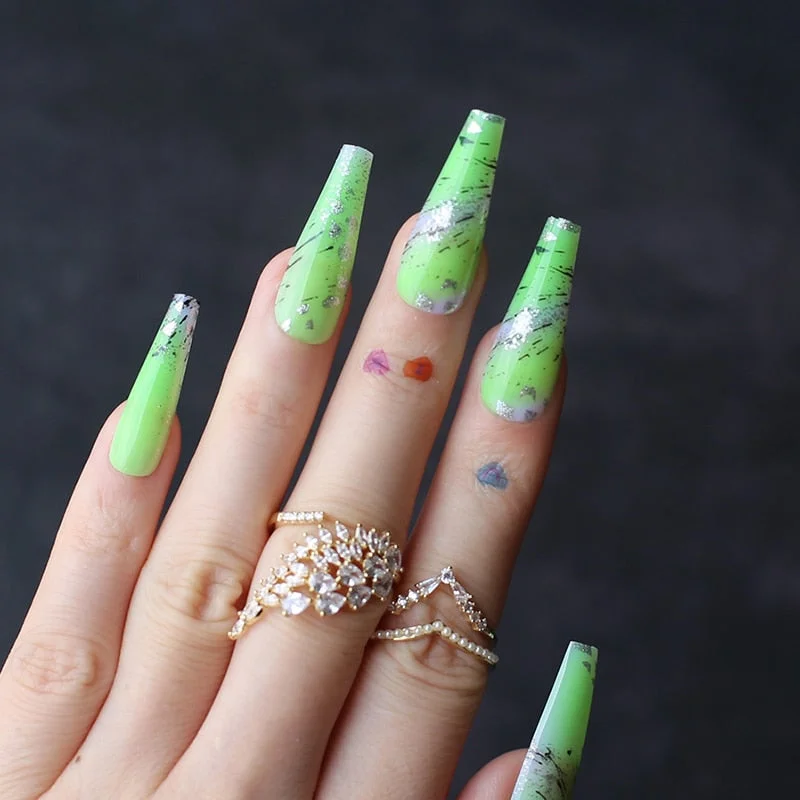 Brown Leopard French Fake Nails luxury combination in black Art Square Nude Artificial Salon False nails can be reused thicken-Nail Inspo